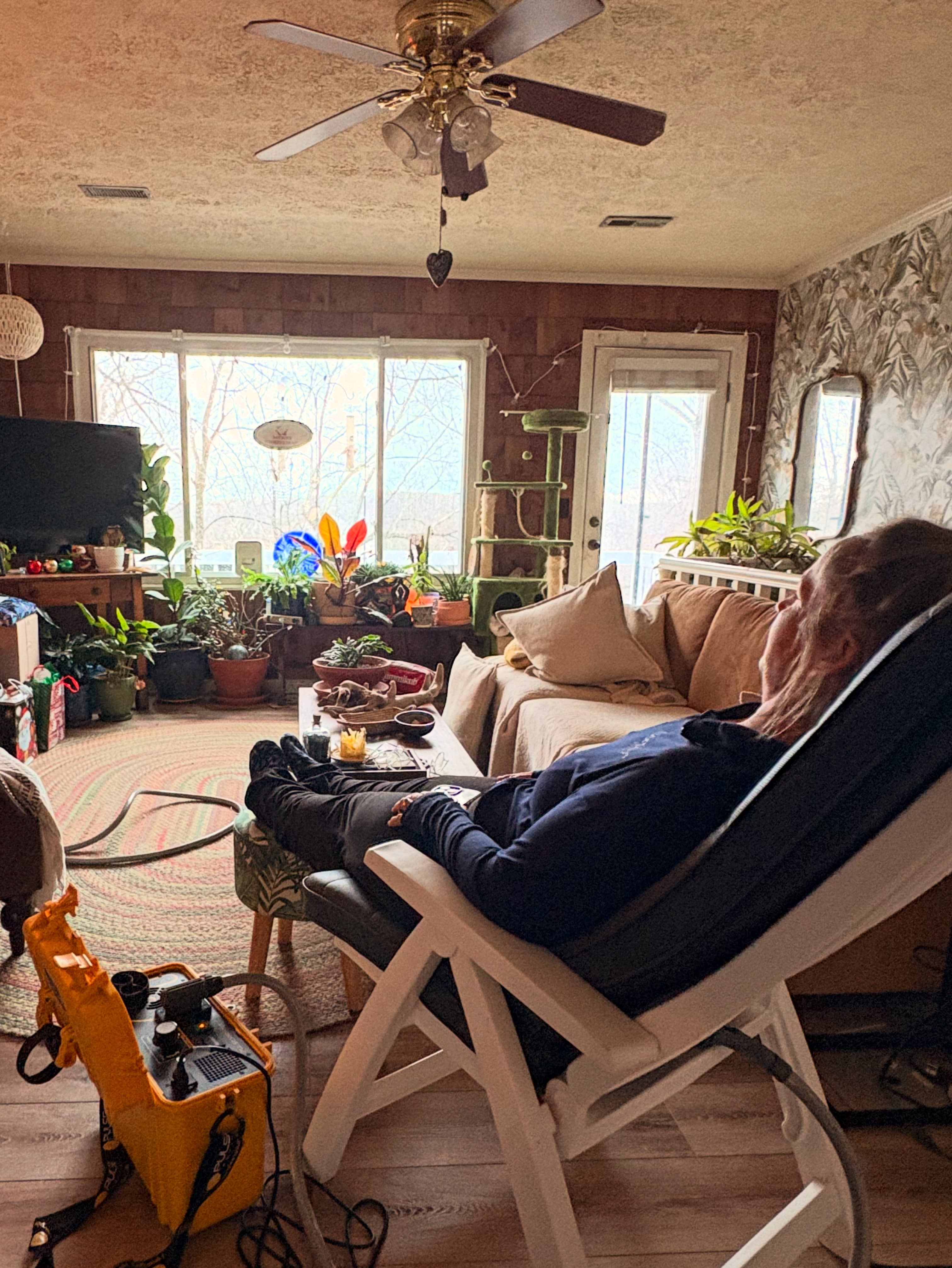 Client relaxing during in-home PEMF session